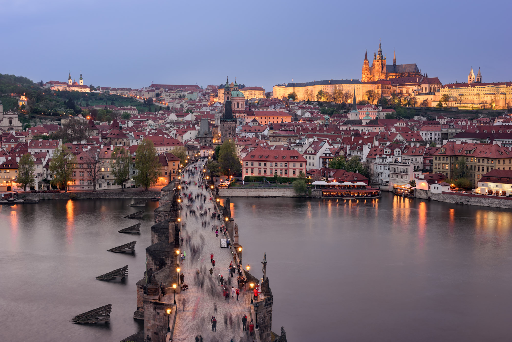 Charles Bridge And Prague Castle At Blue Hour Prague Stock Photo 
