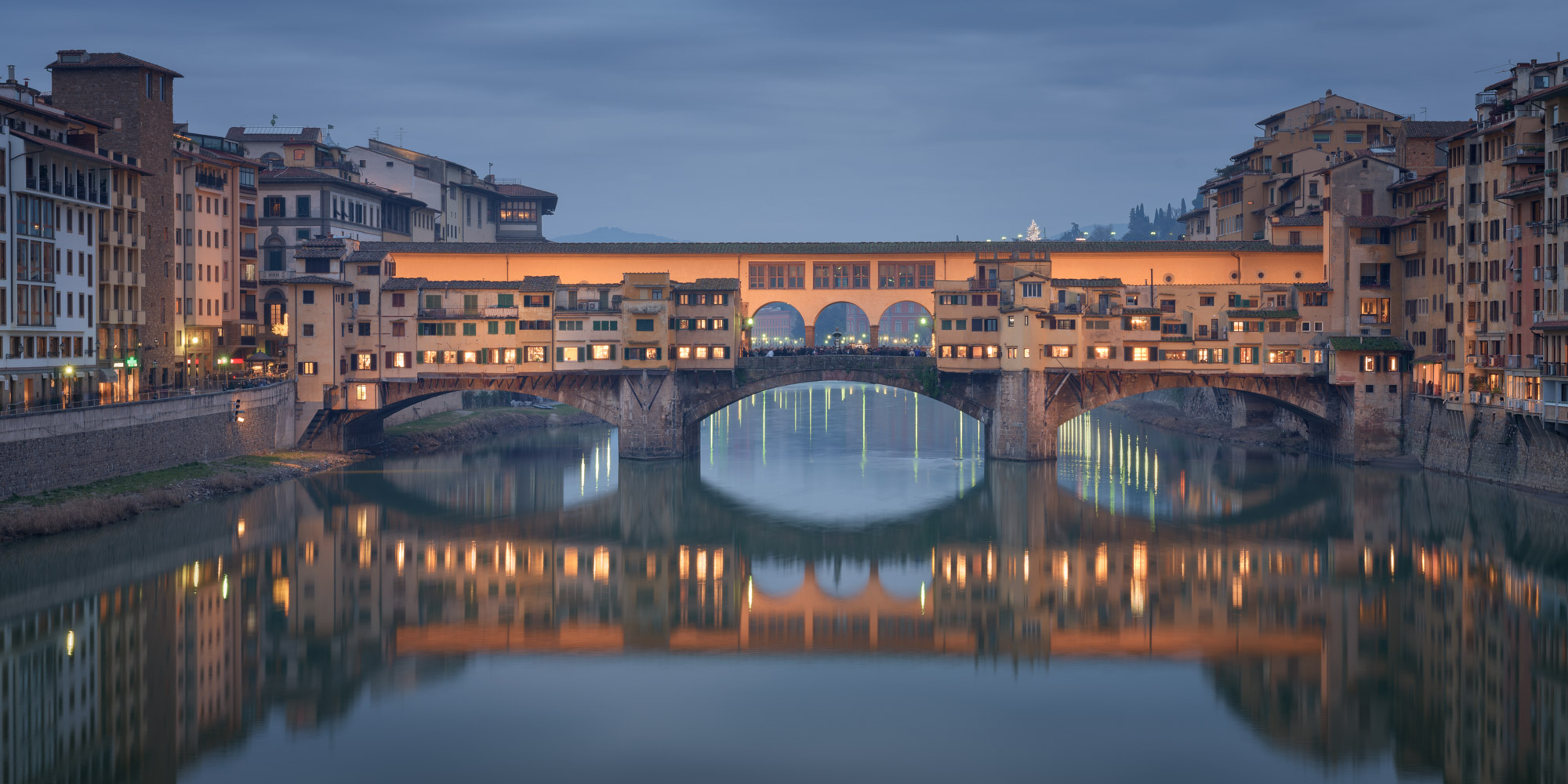 Ponte Vecchio Florence Italy At Blue Hour On Arno River Stock Photo Ponte Vecchio Florence Italy At Blue Hour On Arno River Stock Photo