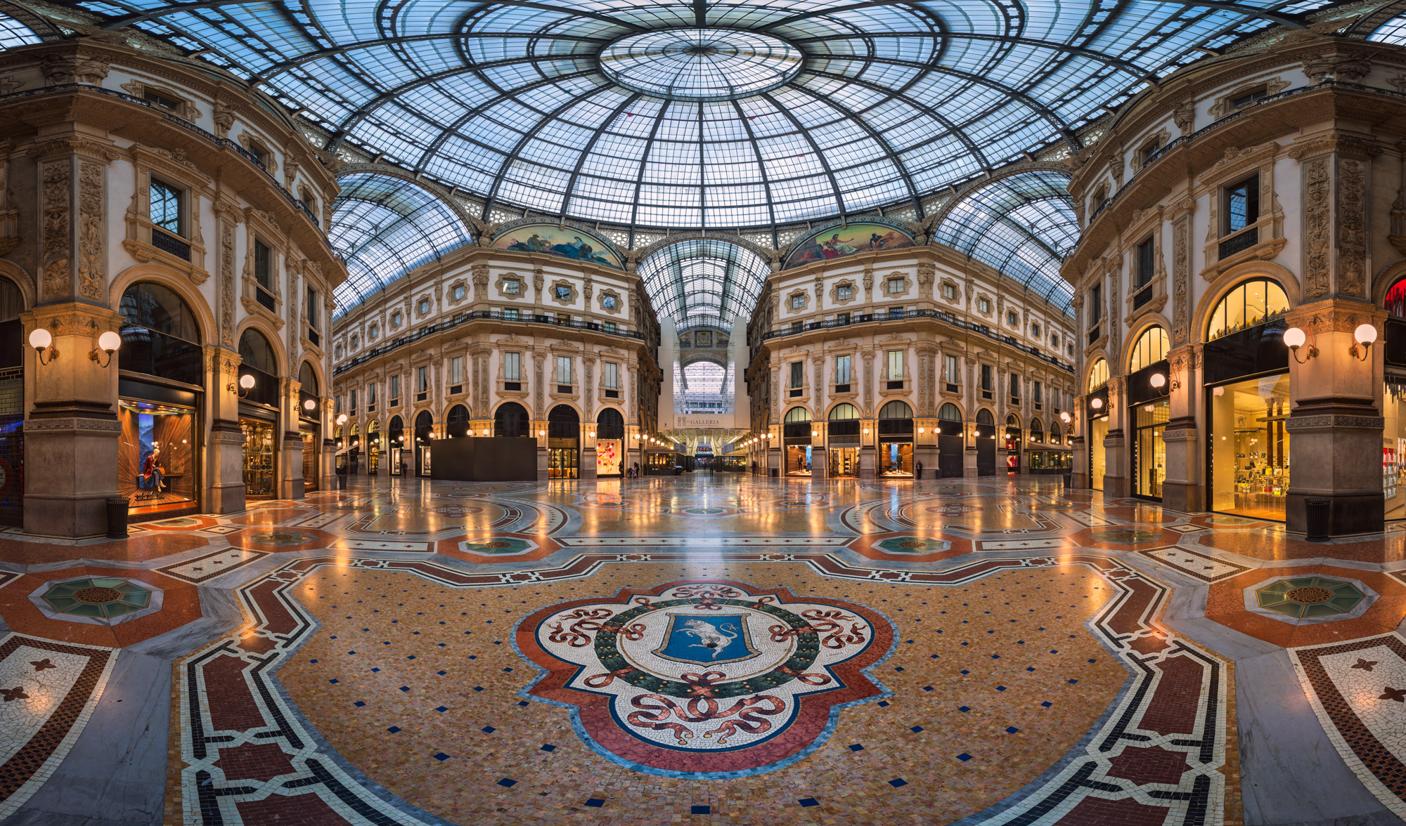 Galleria Vittorio Emanuele II Milan Bull Mosaic Stock Photo